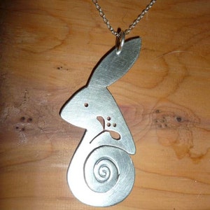 Hare Misteltoe Pendant, spiral silver Jewellery, UK, Vegan celtic winter xmas wildlife druid magical origonal handfasting image 2