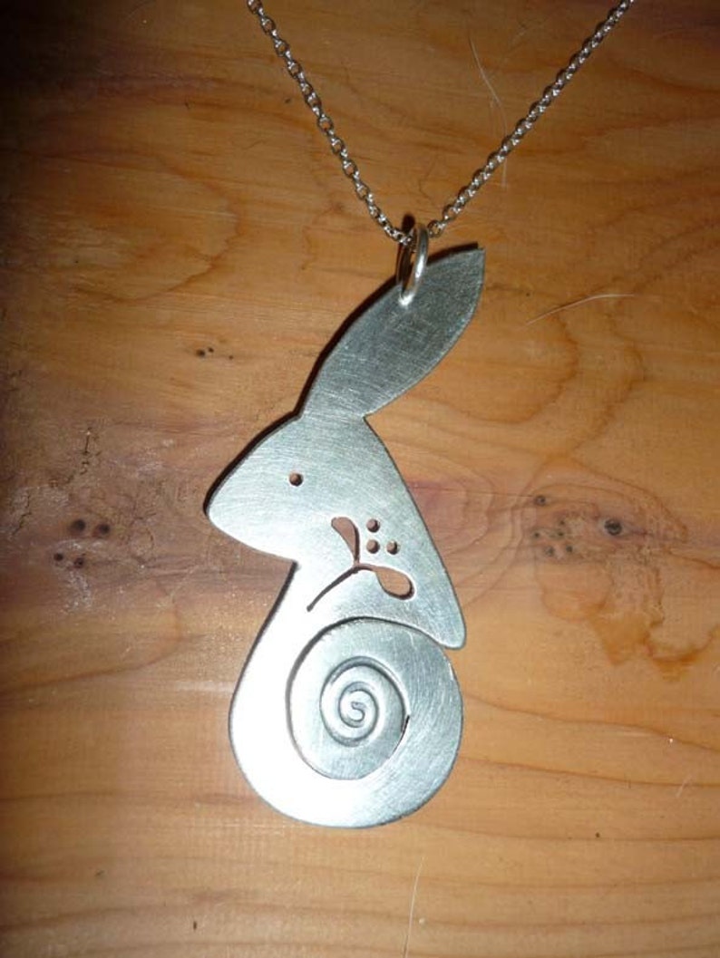 Hare Misteltoe Pendant, spiral silver Jewellery, UK, Vegan celtic winter xmas wildlife druid magical origonal handfasting image 2