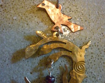 Raven moon Pendant, SquareHare, Covid Crow Odin Morrigan, UK, Vegan, Handmade, Fairytale fantasy Druid Celtic Pagan Art
