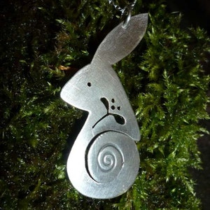 Hare Misteltoe Pendant, spiral silver Jewellery, UK, Vegan celtic winter xmas wildlife druid magical origonal handfasting image 3