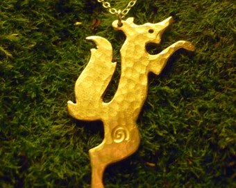 Fox Standing pendant necklace jewellery, SquareHare UK Vegan, animal countryside lover, wild wedding groom, birthday gift art
