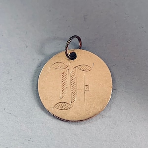Antique love token pendant charm engraved F