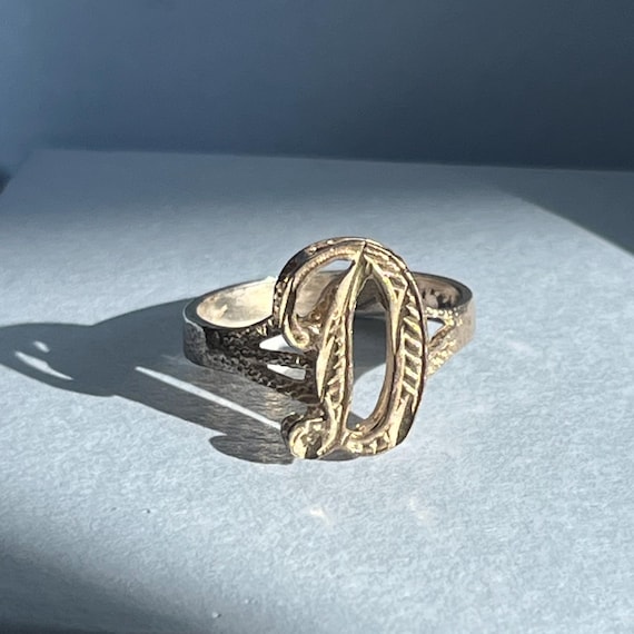 Vintage silver initial D monogram ring, size 8 US - image 3