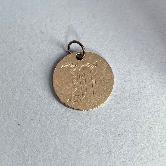 Antique love token pendant charm engraved F - image 4
