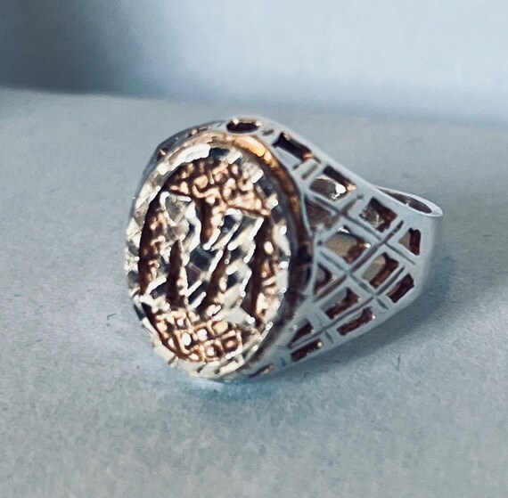 Vintage initial M monogram ring sterling silver g… - image 7