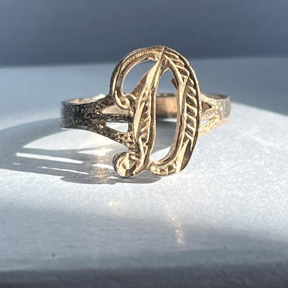 Vintage silver initial D monogram ring, size 8 US - image 1