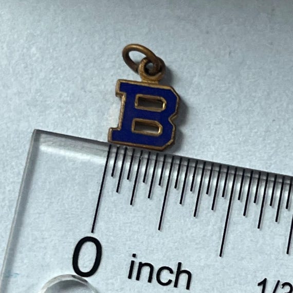 Tiny initial B enamel monogram charm - image 2