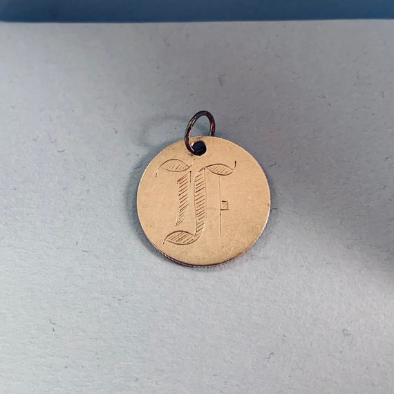 Antique love token pendant charm engraved F - image 1