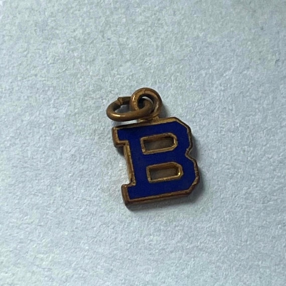 Tiny initial B enamel monogram charm - image 1
