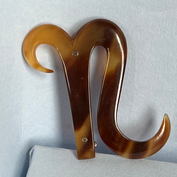 Vintage N initial pin in faux tortoiseshell - image 6
