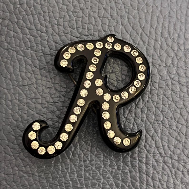 Vintage R Initial Rhinestone Statement Brooch - Etsy