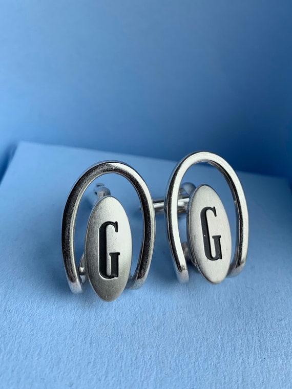 Vintage initial G silvertone cufflinks - image 1