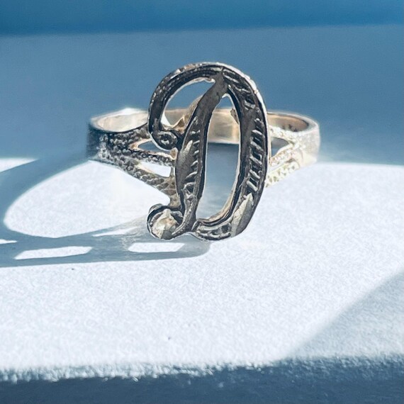 Vintage silver initial D monogram ring, size 8 US - image 6