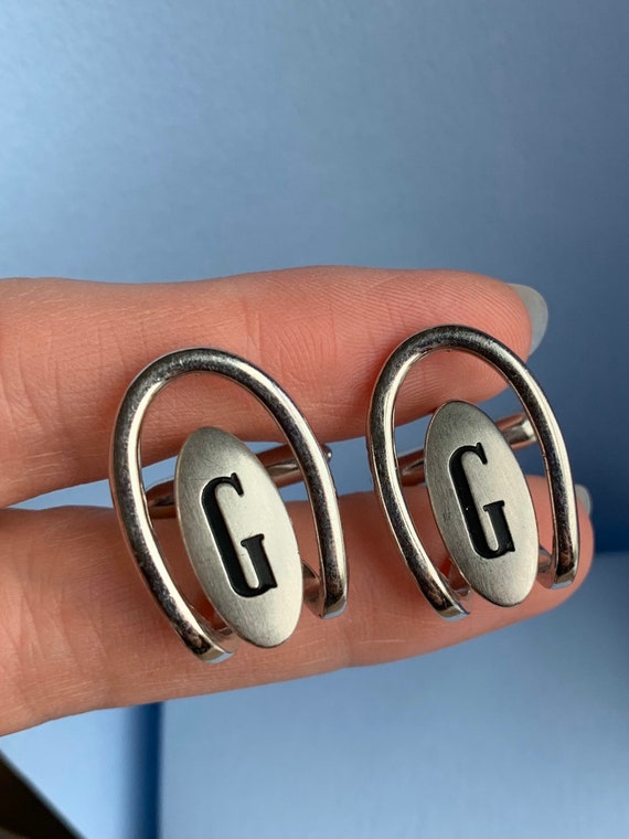 Vintage initial G silvertone cufflinks - image 6