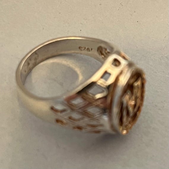 Vintage initial M monogram ring sterling silver g… - image 8