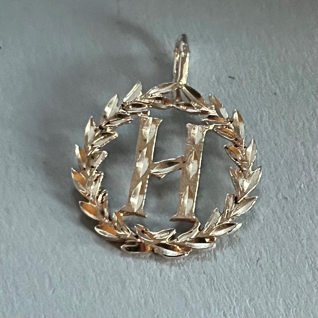 Vintage Initial H Silver Pendant - Etsy