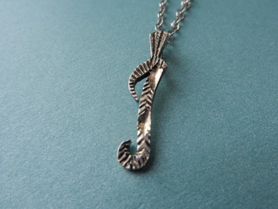 Vintage silver I initial pendant - image 1