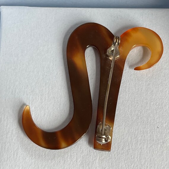 Vintage N initial pin in faux tortoiseshell - image 2
