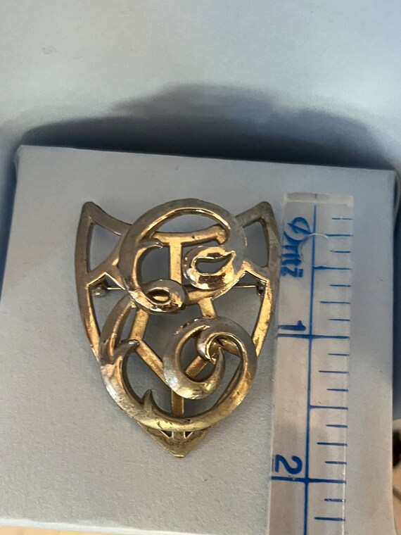 Vintage E monogram pin initial pin - image 4