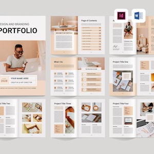 Modelo de Portfólio | Microsoft Word | Adobe Indesign | Design Editorial Minimalista | Livreto de Layout de Folio Criativo | Portfólio de Projeto de Designer