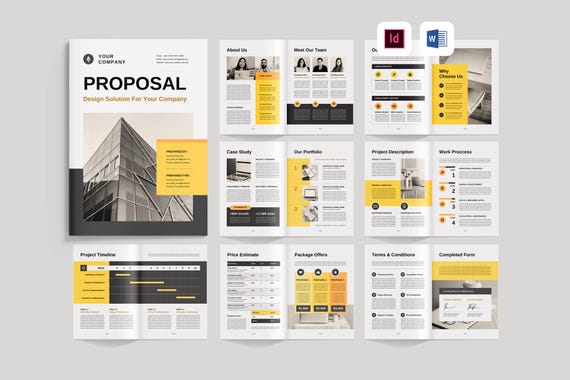 Proposal Document Template | Microsoft Word | Adobe Indesign | Creative Agency Services | Startup Pitch Deck | Project Bid Proposal Design