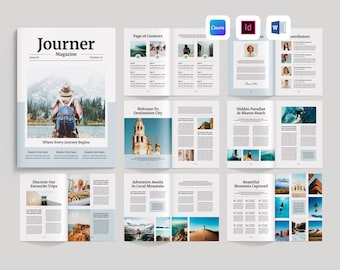 Magazine Template | Book Editorial Layout | Travel Brochure Catalog | Portfolio Booklet | Tourism Vacation Ebook (Canva, MS Word, InDesign)