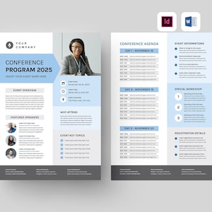 Event Program Template | Microsoft Word | Adobe Indesign | Conference Agenda Sheet | Event Schedule Flyer Design | Business Meeting Timeline