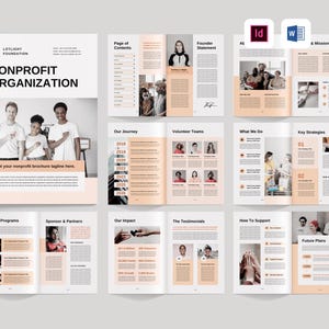 Brochuresjabloon non-profitorganisatie | Microsoft Word | Adobe Indesign | Overzicht non-profitorganisatie | Brochure Docx liefdadigheidsprofiel