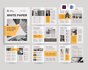 Business White Paper Template | Microsoft Word | Adobe Indesign | Technical Paper | Government Report Document, Technology Marketing Booklet