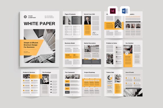 Business White Paper Template | Microsoft Word | Adobe Indesign | Technical Paper | Government Report Document, Technology Marketing Booklet