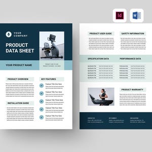 Productgegevensbladsjabloon | Microsoft Word | Adobe Indesign | Productspecificaties Informatieblad | Technisch gegevensblad | Flyer voor productverkoop