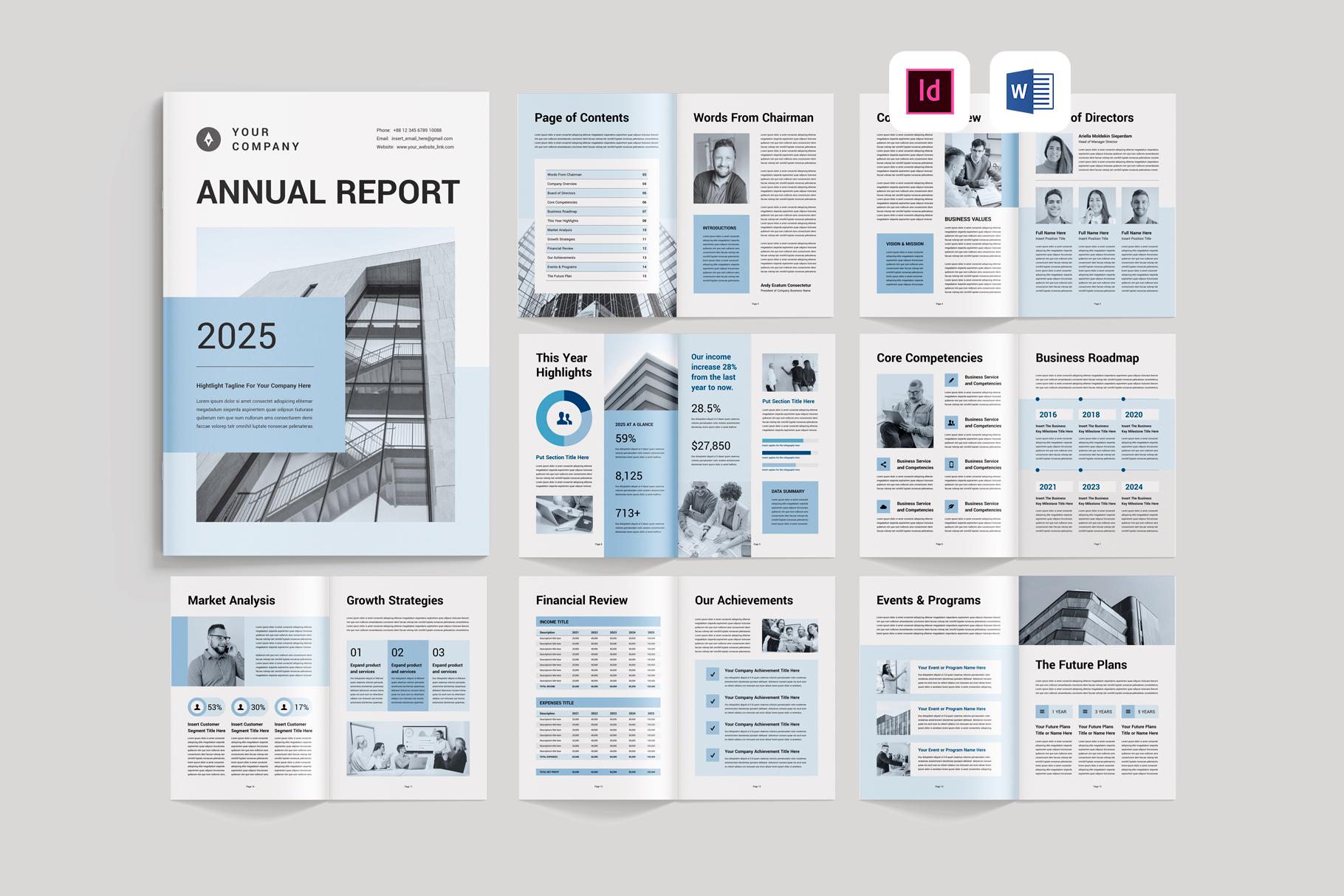 Annual Report Template | Microsoft Word | Adobe Indesign | Business ...