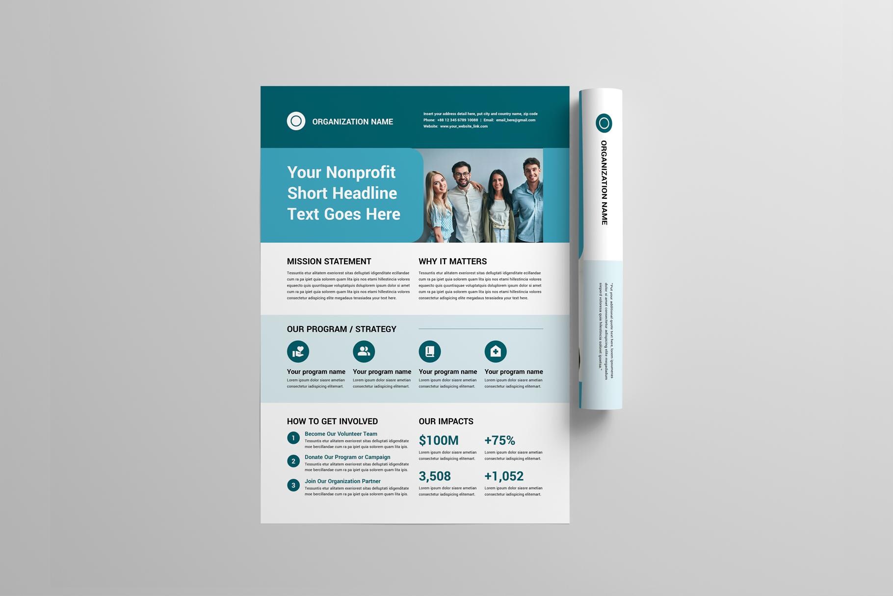 Nonprofit One Pager Template | Non Profit Charity Flyer | Fundraiser ...