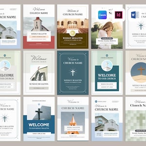 Church Bulletin Bundle | Sunday Services Program | Event Bifold Brochure | Worship Weekly Newsletter | Template For Canva, MS Word, InDesign