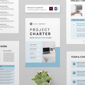 Project Charter Template | Microsoft Word | Adobe Indesign | Project Initiation Document | Scope of Work | Business Case Brief, Project Plan