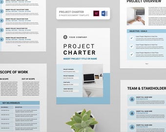 Project Charter Template | Microsoft Word | Adobe Indesign | Project Initiation Document | Scope of Work | Business Case Brief, Project Plan
