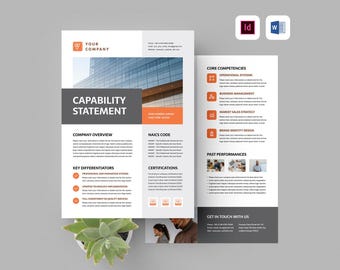 Capability Statement Template | Microsoft Word | Adobe Indesign | Contracting Business Document | Architecture & Construction Industry Flyer