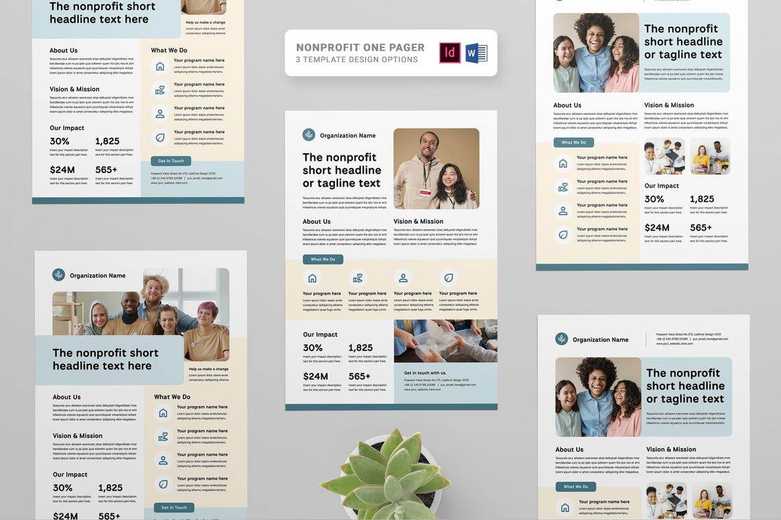 Nonprofit One Pager Template | Microsoft Word | Adobe Indesign | Non ...