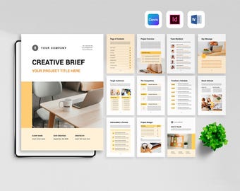 Creative Brief Template | Project Plan Design | Client Onboarding Kit | Business Scope of Work | Minimal Brochure (Canva, MS Word, InDesign)