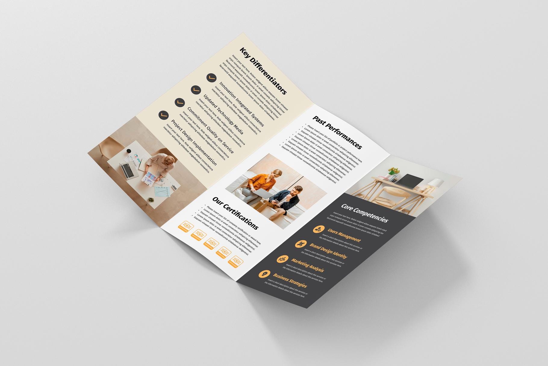 Examples Capabilities Brochure Indesign Trifold Brochure Template | Corporate Business Leaflet | Company White ...
