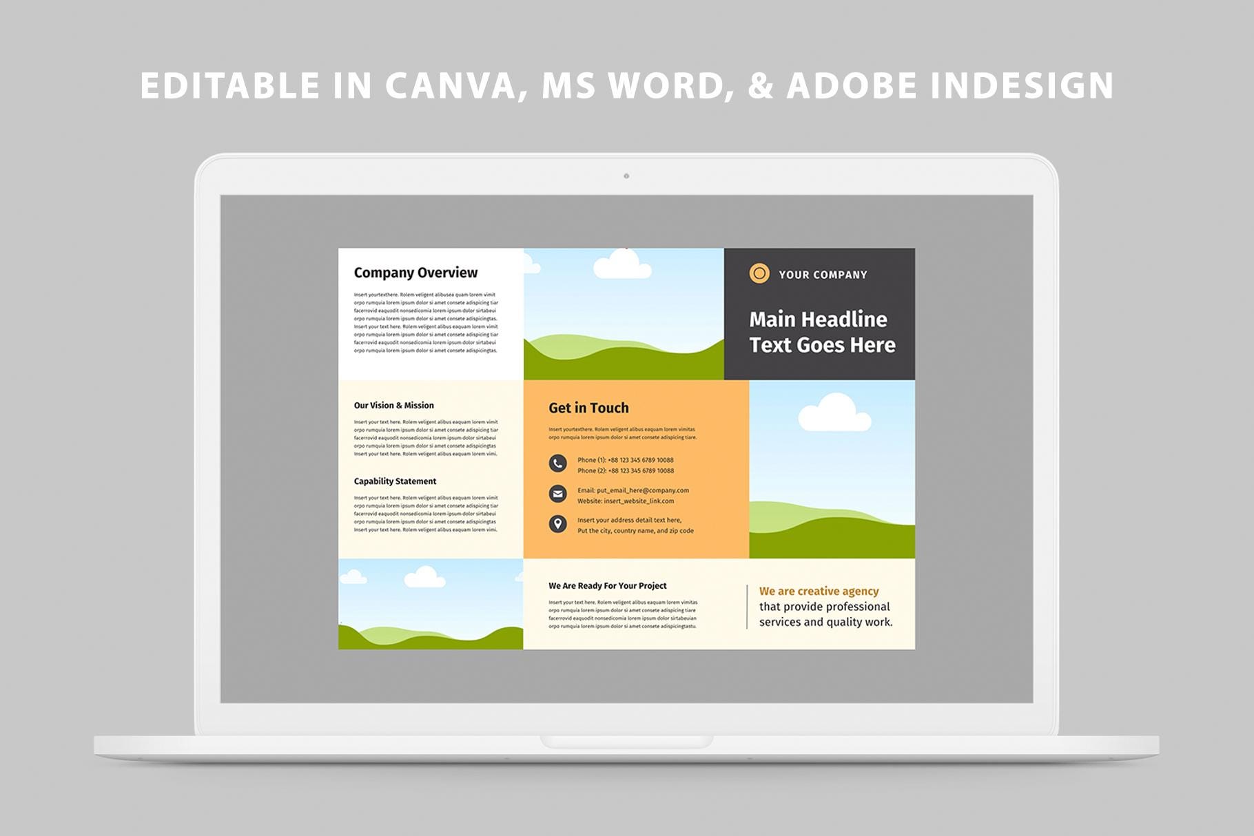 Examples Capabilities Brochure Indesign Trifold Brochure Template | Corporate Business Leaflet | Company White ...