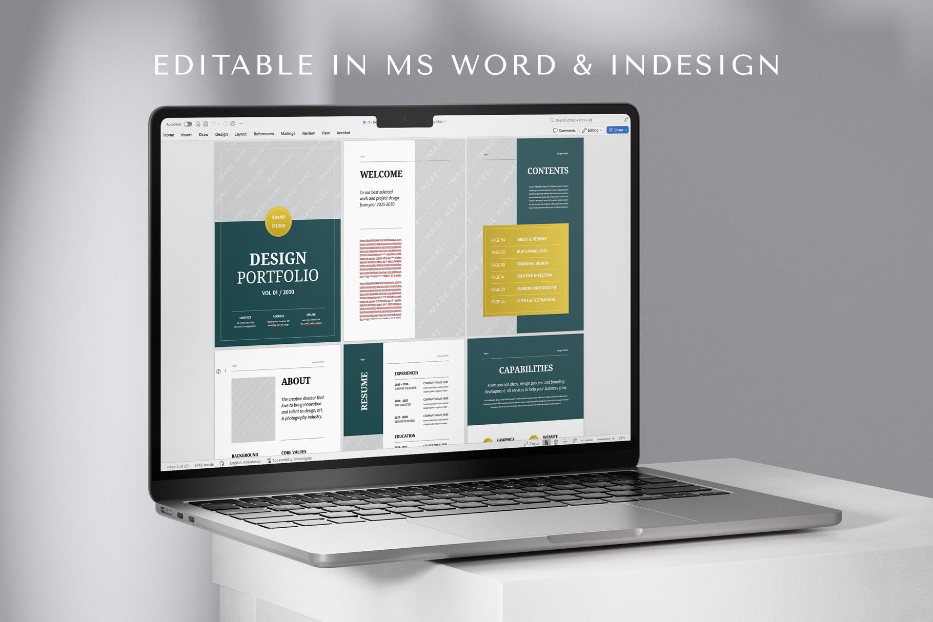 Portfolio Layout Template | Microsoft Word | Adobe Indesign | Modern ...