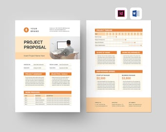 Plantilla de propuesta de proyecto / Microsoft Word / Adobe InDesign / Diseño de propuesta minimalista / Presentación de startup / Propuesta comercial para agencia y cliente