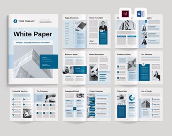 Business White Paper Template | Microsoft Word | Adobe Indesign | Technical White Paper | Research Report Document | Corporate Brochure Book
