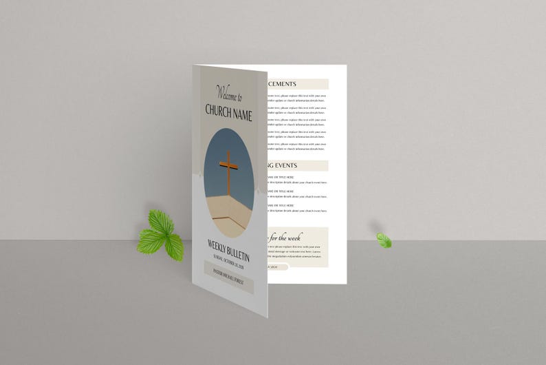 Church Bulletin Template | Church Services Program | Simple Newsletter ...