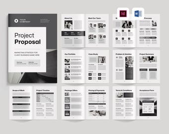 Project Proposal Template | Microsoft Word | Adobe Indesign | Minimal Proposal Design | Startup Pitch Deck | Agency Business Proposal Offer
