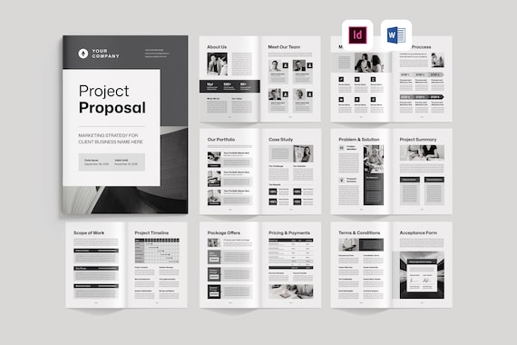 Project Proposal Template | Microsoft Word | Adobe Indesign | Minimal Proposal Design | Startup Pitch Deck | Agency Business Proposal Offer