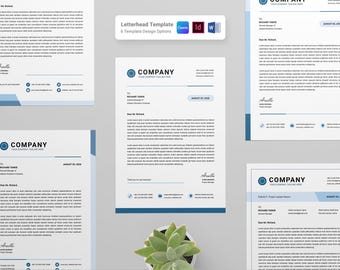 Business Letterhead Template | 6 Designs Pad Bundle | Canva, MS Word, InDesign | Professional Corporate Letterhead | Editable Company Letter
