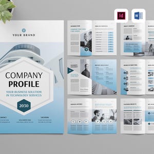 Company Profile Template | Microsoft Word | Adobe Indesign | Modern Brochure Document | Corporate Overview Booklet | Business Summary Report