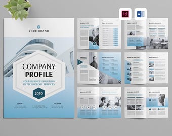Plantilla de perfil de empresa / Microsoft Word / Adobe InDesign / Folleto moderno / Folleto de descripción general corporativa / Informe de resumen empresarial